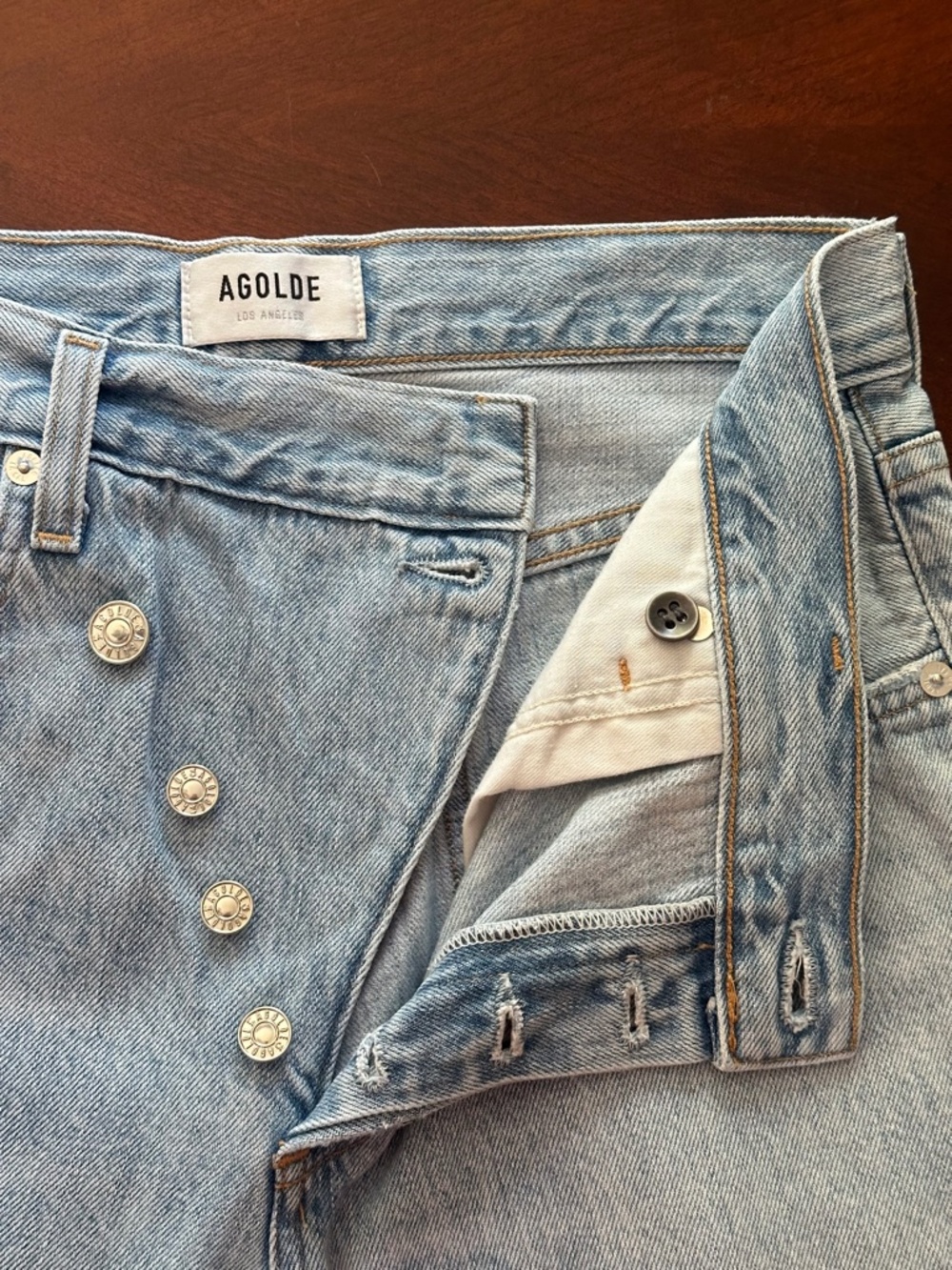 AGOLDE Criss Cross Upsized Jean Suburbia Light Wash Blue Women’s Size 24 - Picture 10 of 15
